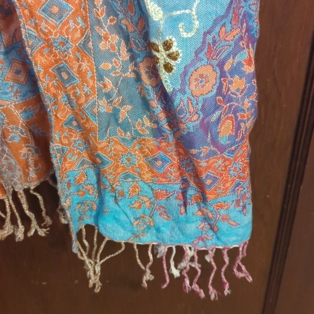 Time For Me Embroidered Bohemian Flowy Open Fringe Cardigan Size 2X - Picture 4 of 9